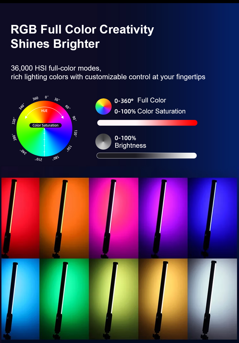 LUXCEO P300 RGB Tube 5W 380LM  - Torjim Rgb Photography Video Lighting 评论和价格