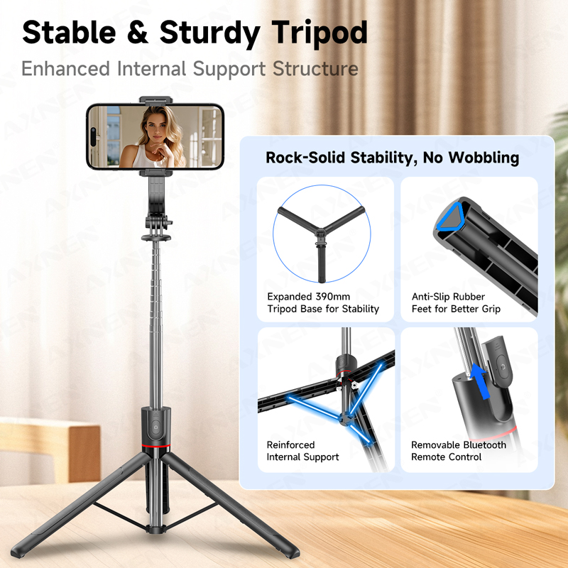 AXNEN F15 Extendable Selfie St - Photography Video Lighting Kit With Adjustable Tripod Stand 评论和价格